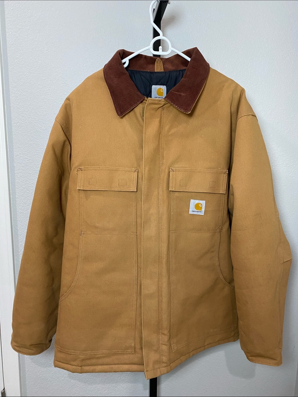 Carhartt Brown Duck Jacket with Dark Brown Corduroy Collar 2XL NWOT